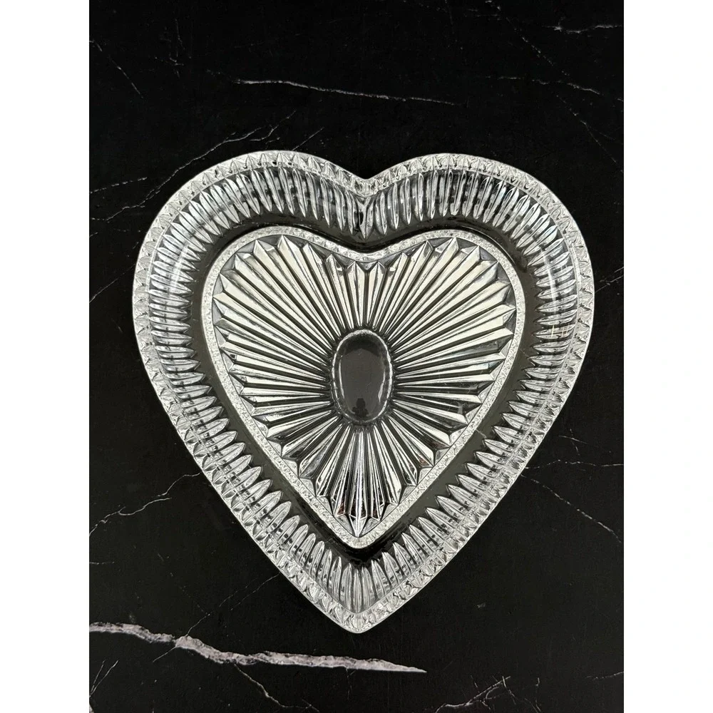 Crystal Legends Heart Shaped 6.75in Trinket Dish Plate Tray